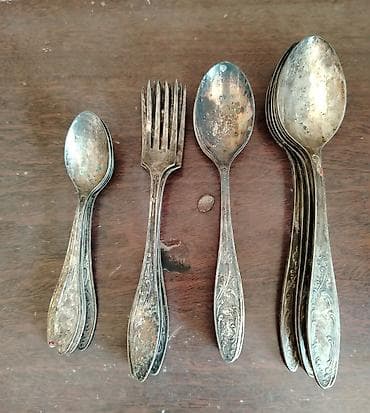 yemək dəsti: Antik stolüstü dəst – qaşıq və çəngəllər - Klassik oymalı naxışlı — 1