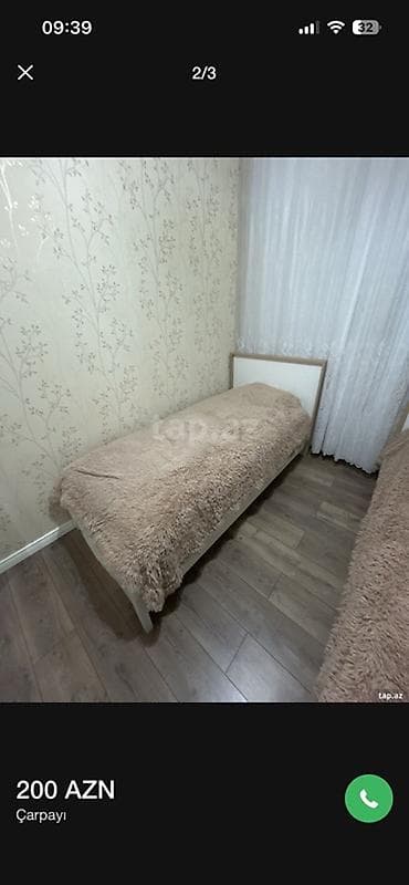 tek kravat: Tək nəfərlik çarpayı - Ölçü: təxmini 90×190 sm (tək ölçü) - Karkas — 1