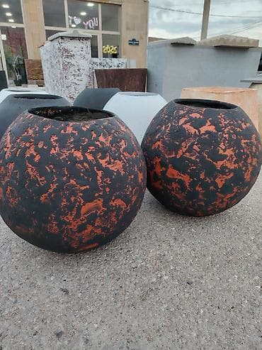 bitki guli: Qlobus formalı dekorativ beton güldan/başlıq qabları - Material — 1