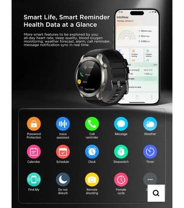 телефон fly evo tech: Смарт часы, Joyroom, Водонепроницаемый, цвет - Серебристый — 4