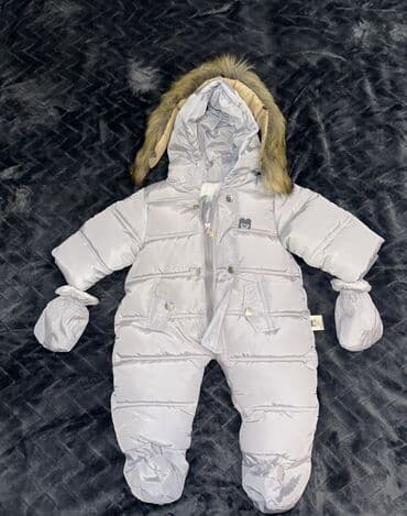 Uşaq üçün qış kombinezonu - Rəng: açıq boz/gümüşü - Model: qalın