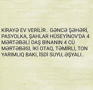 cay evi icareye verilir: Kirayə ev verilir — 1