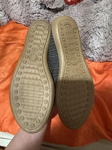 Tuflilər: Qadın balerina tipli ayaqqabı - Rəng: tünd boz (cins effektli) - Üst — 2