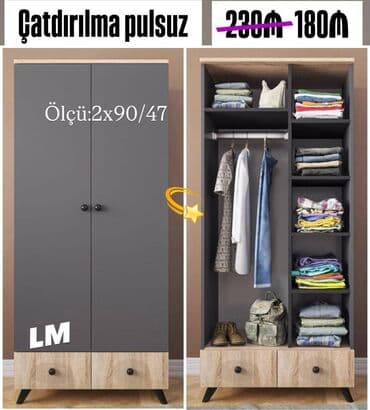 Yeni, Açılan, 2 qapılı Düz dolab, Qarderob, paltar dolabı lalafo.az -da Yeni, Açılan, 2 qapılı Düz dolab, Qarderob, paltar dolabı