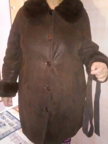 женское пальто с мехом: Dublyonka tebii(chox az geyilib), boynu ve qollari norka (razmer 54) — 3