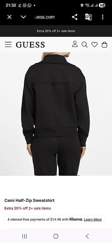 Толстовки, худи: GUESS Cami Half‑Zip Sweatshirt - Rəng: qara -ust M alt S razmer — 2