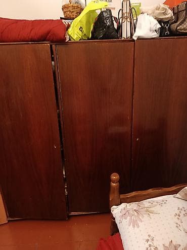 3 qapılı, Qəhvəyi, Taxta, Açılan, Düz dolab