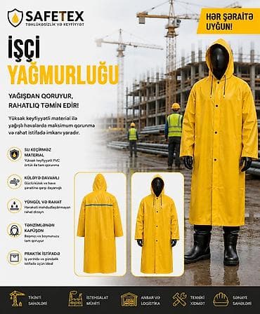 Üst geyimləri: Safetex işçi yağmurluğu Su keçirməz, rahat və etibarlı qorunma üçün — 2