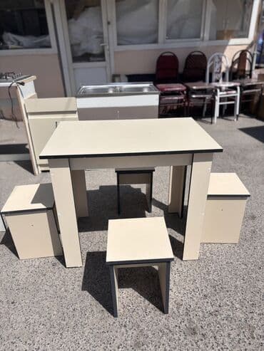 стол и табуретки для кухни: Для кухни, Новый, Нераскладной, Прямоугольный стол, 4 стула — 3