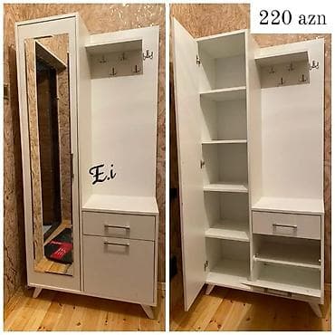 dəhliz dolablar: 1 qapı, Güzgülü, Ağ, Açılan, Düz dolab — 1