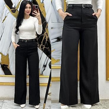 combat şalvar: Qadın Palazzo Şalvar – kəmərli, yüksək belli, düz kəsim — 2