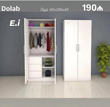 2 qapılı, Siyirməli, Ağ, Açılan, Düz dolab