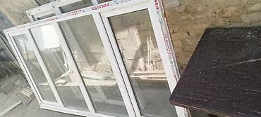 İşlənmiş İkiqat şüşə paketi Plastik pəncərə, Еni: 250 sm, Uzunluğu: 130 sm