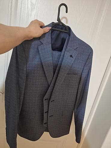 dini geyim: Kişi üçlü kostyum dəsti - Rəng və naxış: boz-mavi tonlarda xırda — 1