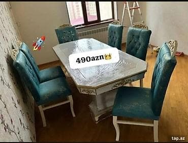manikur masalari: Qonaq otağı üçün, Yeni, Açılmayan, Dördbucaq masa, 6 stul — 1