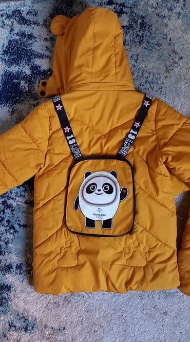 Brilliance: Uşaq üçün qışlıq şişmə kurtka – sarı rəngdə, qulaqlı kapüşonlu model — 4