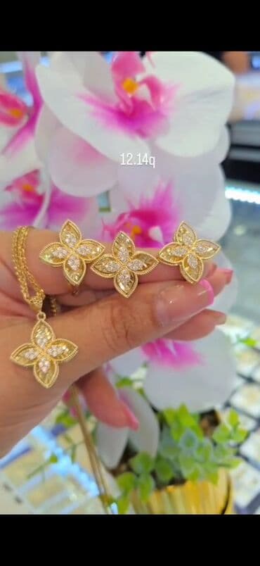 qas sirqalar: Sırğa, Sarı qızıl, 585 Əyar, 123 g, Ödənişli çatdırılma, Ünvandan götürmə — 3