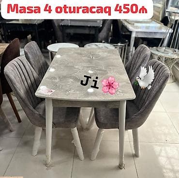 quxnu mebeli: Mətbəx üçün, Yeni, Açılmayan, Dördbucaq masa, 4 stul — 1