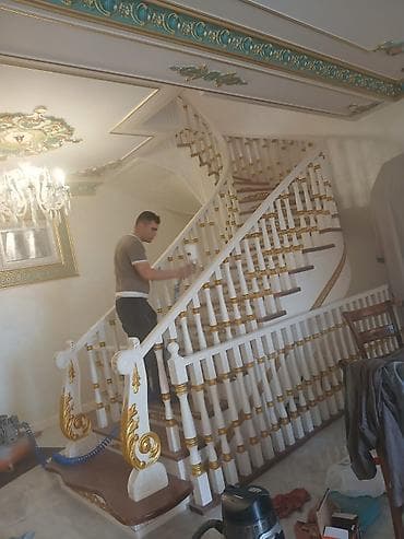 Taxta pilləkən və taxta üzlü tavan işləri – dizayn və quraşdırma - — 6