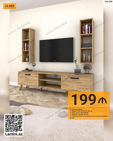 divar kitab refleri: TV altlığı dəsti – La Mini (Kod: 1389) - Ölçülər: Dərinlik 40 sm × — 1