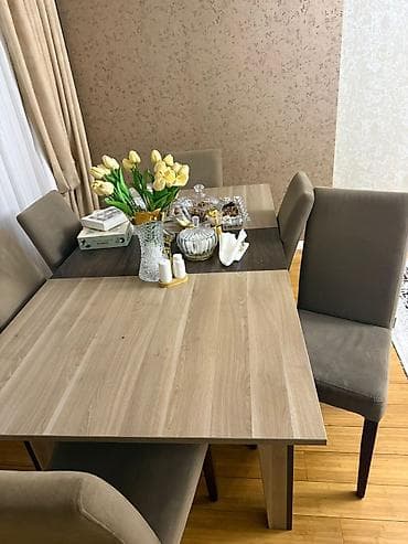 işçi stol: Qonaq otağı üçün, Açılmayan, Dördbucaq masa, 6 stul — 4