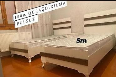 tek krafat: İki ədəd tək nəfərlik çarpayı dəsti. - Rəng: ağ, dekorativ qəhvəyi — 1