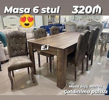 Qonaq otağı üçün, Yeni, Açılmayan, Dördbucaq masa, 6 stul lalafo.az -da Qonaq otağı üçün, Yeni, Açılmayan, Dördbucaq masa, 6 stul