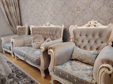 Salon, tibbi mebel: İşlənmiş, Divan, 2 kreslo — 1