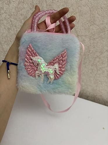 Uşaq çantası – yumşaq tüklü materialdan, pastel rəngli (açıq mavi — 1