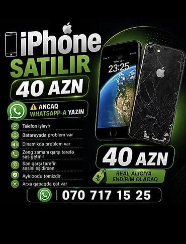 iphone kiredit: IPhone 8, Qara, Qırıq — 1