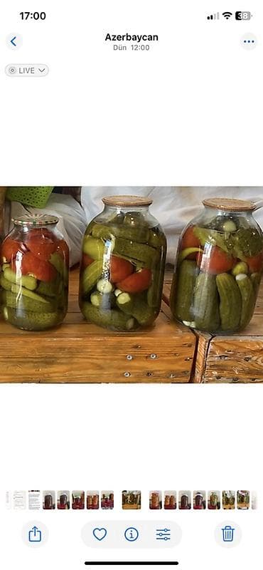 Məhsul: Ev üsulu tutma turşular Təsvir: - 3 litrlik şüşə bankalarda