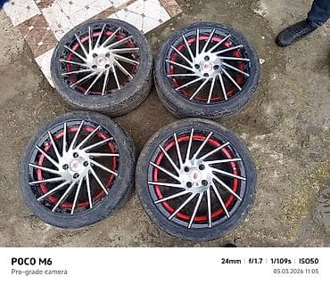 teker boltlari: 4 ədəd yüngül lehimli disk və şin komplekti - Rəng/üsul: gümüşü — 1