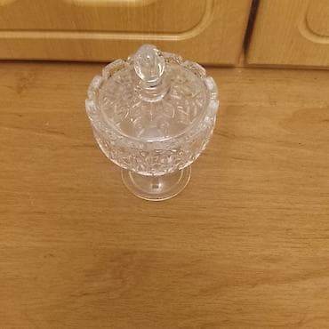 sufre dekoru: Şüşə Qab – Qapaqlı, Ayaqlı Şirniyyat/Suxari Konfet Qabı. - Material — 2