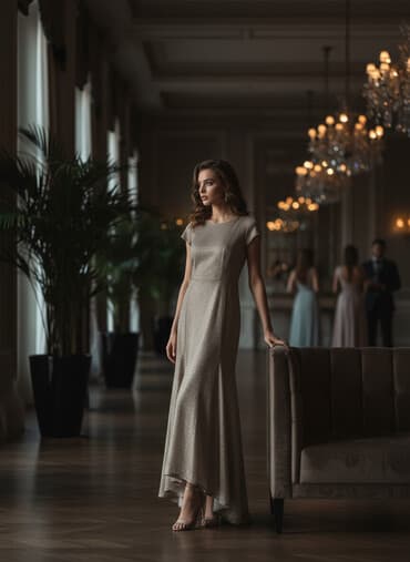 ağ donlar instagram: Zərif, parıltılı uzun don - Rəng: metalik boz/şampan tonlarında — 1