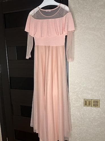 sac parik satisi: Zərif şaftalı çalarlı uzun ziyafət/ məclis geyimi. Sadecə bir dəfə — 6