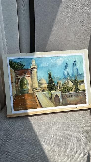 “Bakım mənim” yağlı boya rəsm kıtan kağız üzərində. Çərçivə ilə təqdim — 3