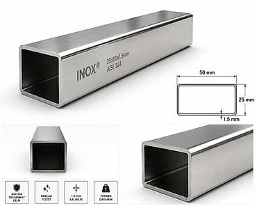 boru: INOX paslanmayan polad düzbucaqlı profil boru - Material: AISI 304 — 1