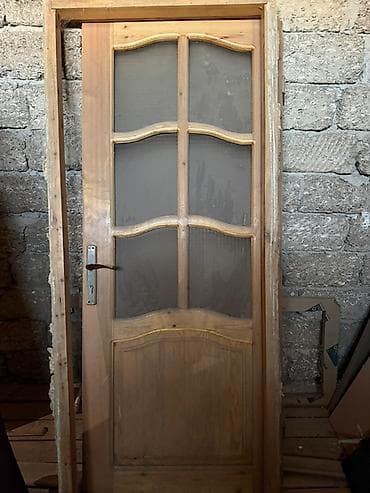 vinni kaşa: Taxta otaq qapısı – şüşəli model - Material: təbii ağac karkas və — 1