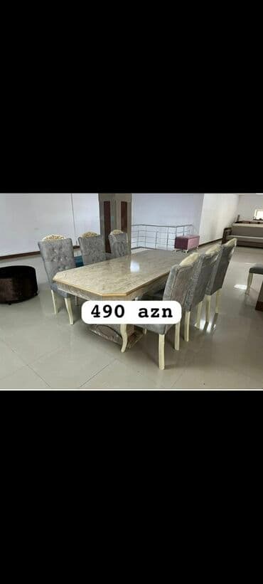 ders masaları: Qonaq otağı üçün, Yeni, Açılmayan, Dördbucaq masa, 6 stul — 7