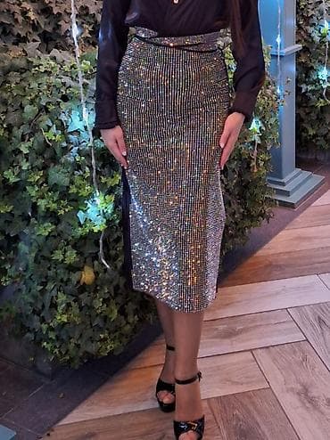 lalafo deri etek: Parıltılı midi ətək, yalnızca 2 dəfə geyinilib, Las Vegas mağazasından — 1