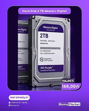 ucuz notebook: Sərt disk (HDD) Western Digital (WD), 2 TB, 3.5", Yeni — 1
