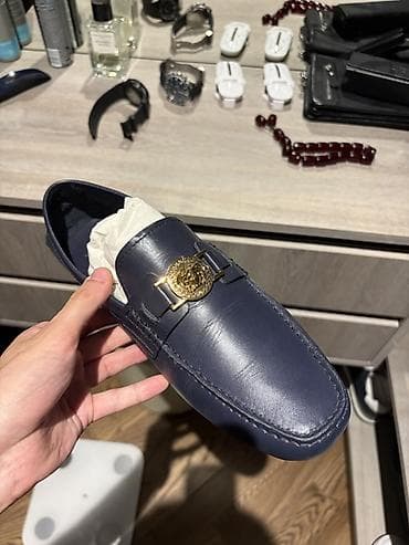синие мужские мокасины: Məhsul: Kişi mokasinləri – Versace - Rəng: tünd göy (navy) - — 1