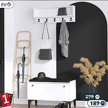 iskaflar: Dəhliz üçün asma askılıq və oturacaq/qutu kombini - Rəng: ağ-qara - — 2