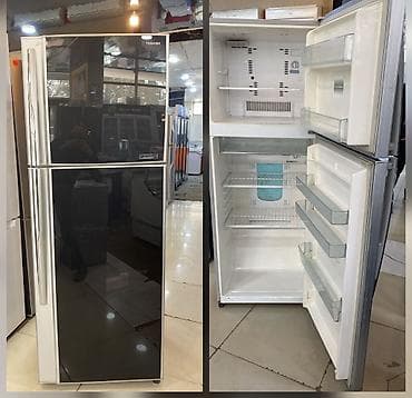 2 qapılı Toshiba Soyuducu Satılır, rəng - Qara, Təkərli