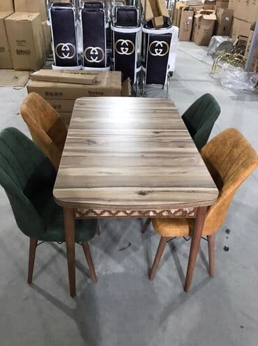 tap az masa ve oturacaqlar: Qonaq otağı üçün, Yeni, Açılan, Dördbucaq masa, 4 stul — 14