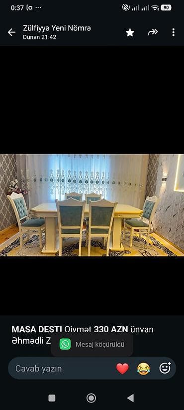balkon stul: *MASA DESTI* Qiymət *330 AZN* ünvan Əhmədli Zülfiyyə ZB — 1