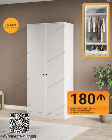 Açılan, 2 qapılı Düz dolab, Qarderob, paltar dolabı