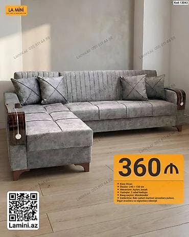 Künc divan – rahat və funksional model - Ölçülər: 240 × 150 sm -