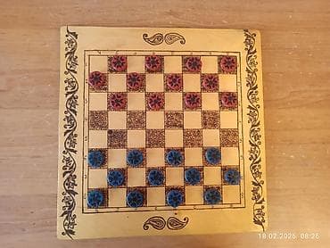İdman alətləri: Taxta və daşlarla dama oyunu dəsti ölcüsü 37×37 sm - Material: taxta — 1