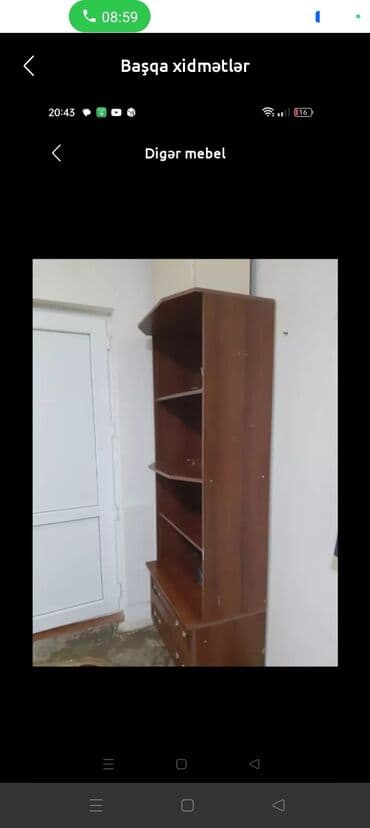 Taxta kitab rəfi və komod tipli şkaf - Material: ağac əsaslı laminat